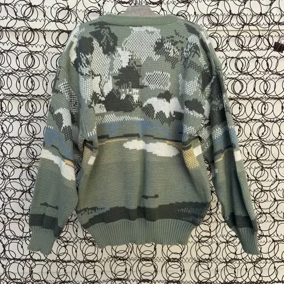 Vintage 80s Campus Green Golf Crewneck Sweater AOP Rare Acrylic Men's Size XL - Picture 6 of 9